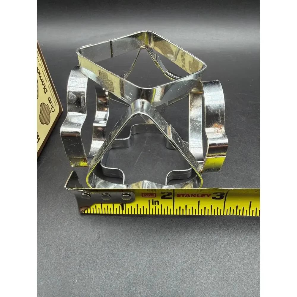 Vintage HOAN 6-Sided Cookie Cutter w/Original Box Heart Club Spade Star Cross HK